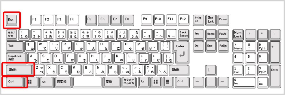 【Ctrl】+【Shift】+【Esc】キーを押す